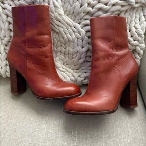 Sam Edelman Cognac Leather Heeled Boots
